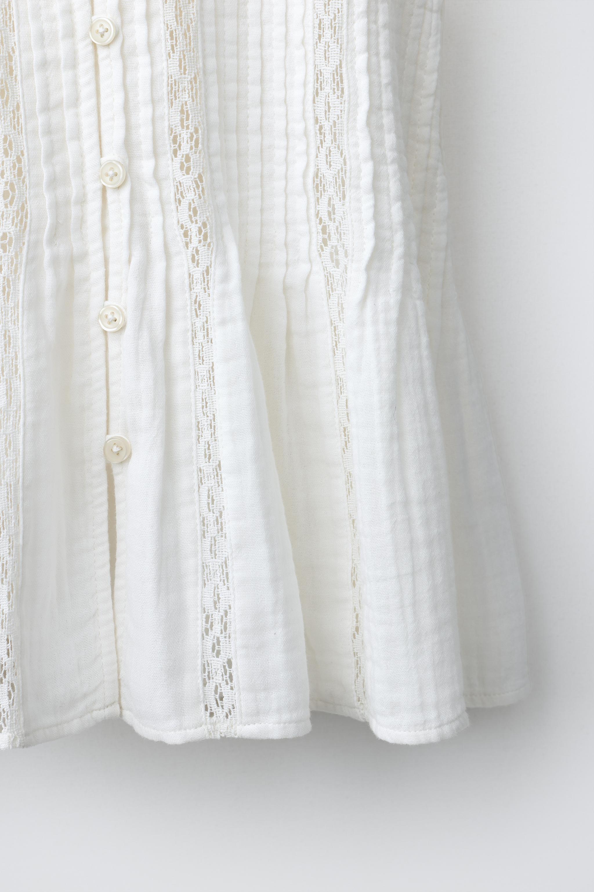 LACE INSERT PIN TUCK BLOUSE